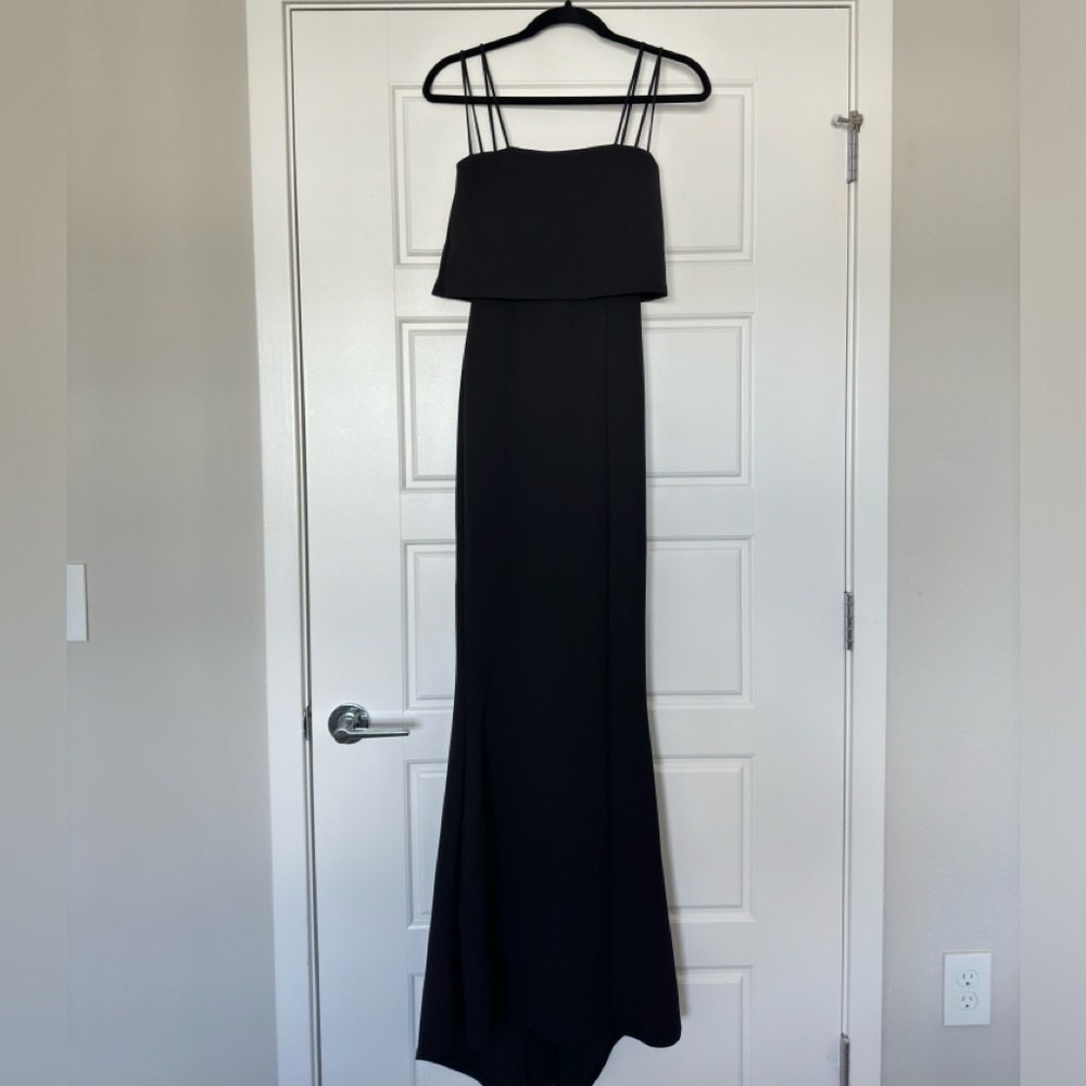 Formal Dress Wedding Guest Dress Black Fitted with Leg Slit